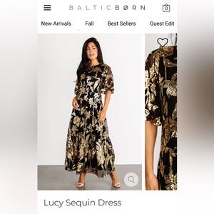 Long black dress with gold sequins!